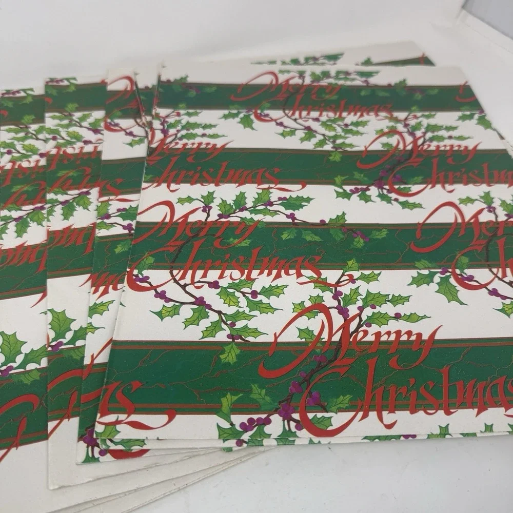 Vintage Christmas Wrapping Paper Gift Wrap - Green & White Stripes 10 - 19